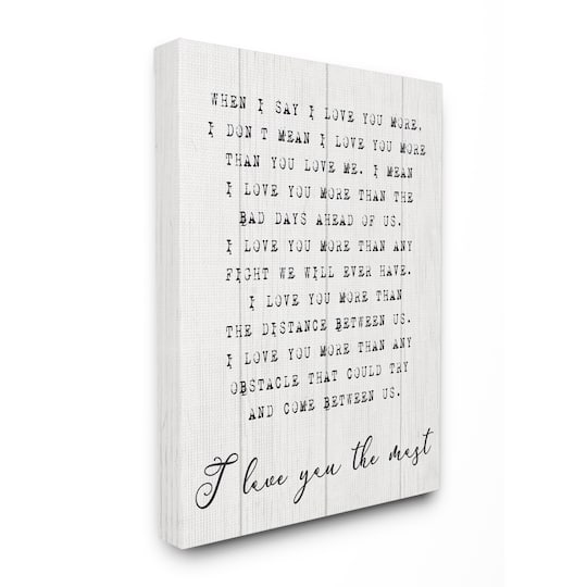 Stupell Industries Inspirational I Love You The Most Canvas Wall Art